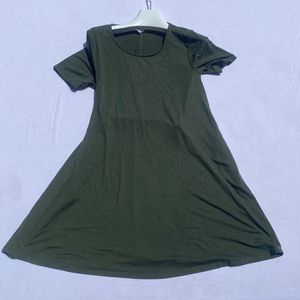 Zenana Premium Size Small Olive Green T-Shirt Dress with Pockets